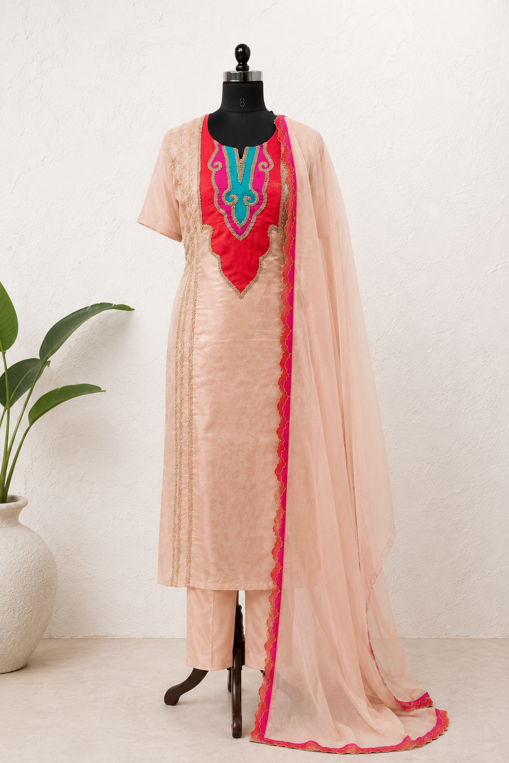 Gulnaar Pastel Embroidered Kurti Set