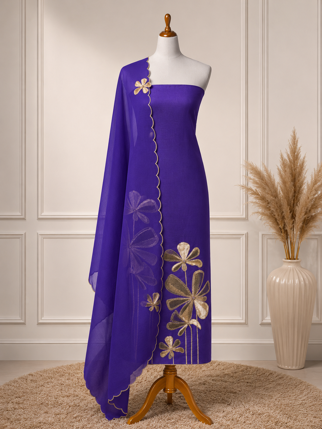 Royal Purple Embroidered Suit Piece