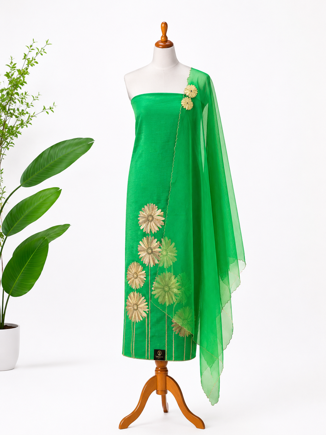 Emerald Green Embroidered Suit Piece