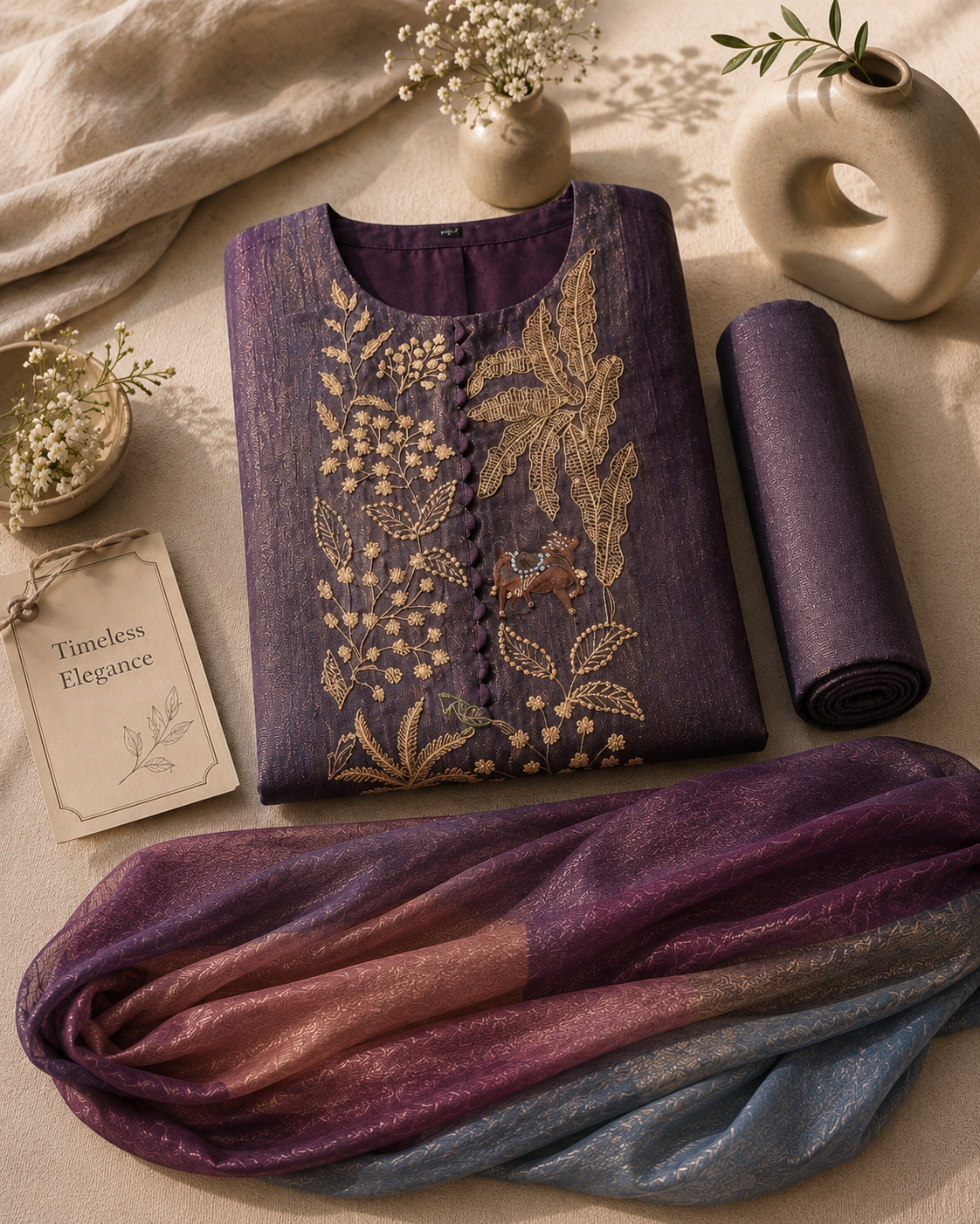 Dusty Plum Purple Straight Suit Set