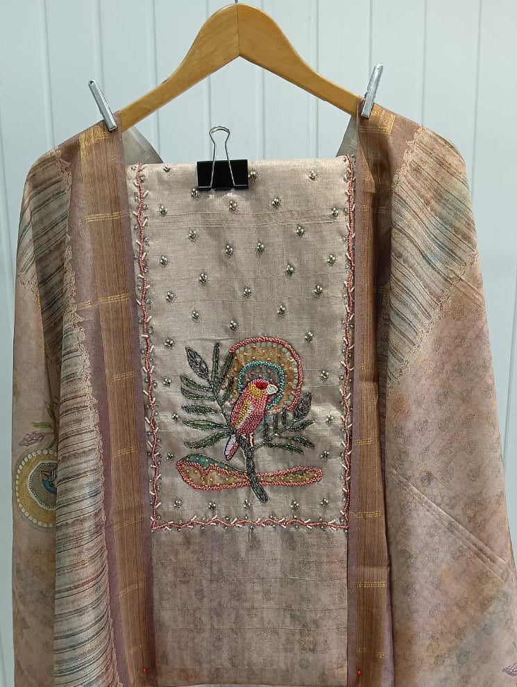 Unstitched Mul Chanderi cotton Suits