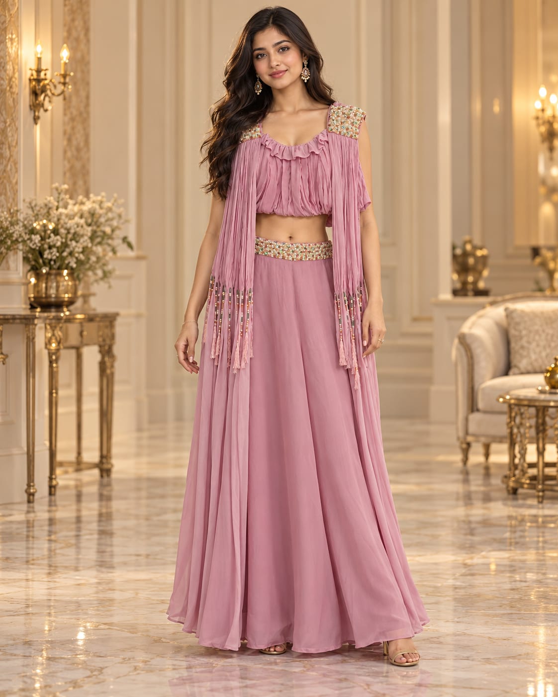 Dusty Mauve Pink Indo-Western Co-ord Set