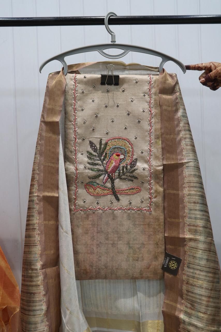 Unstitched Mul Chanderi cotton Suits