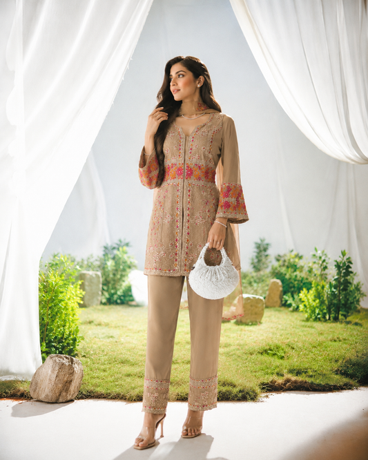 light olive green Indo western Co-ord sets