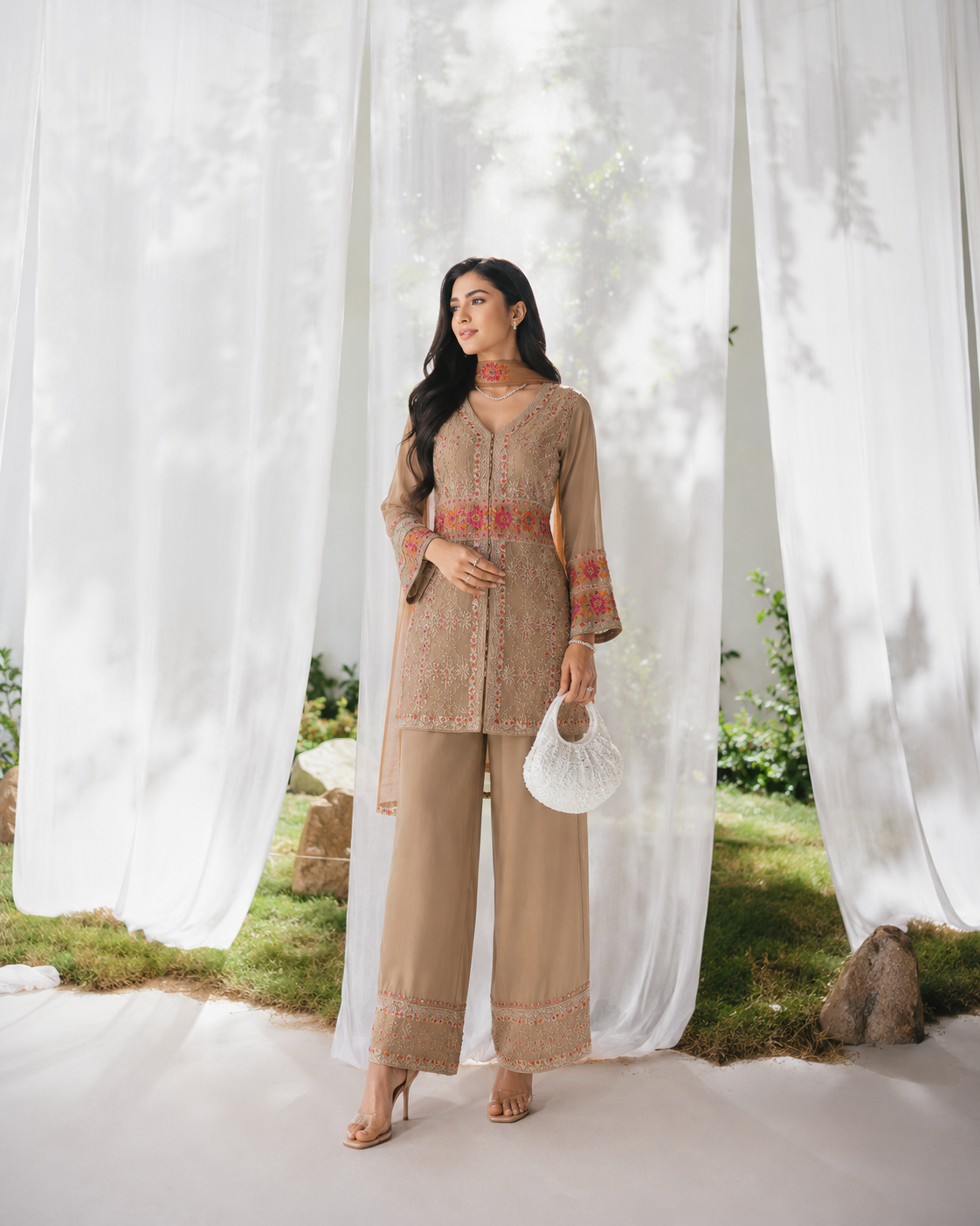 Beige Indo western Co-ord sets