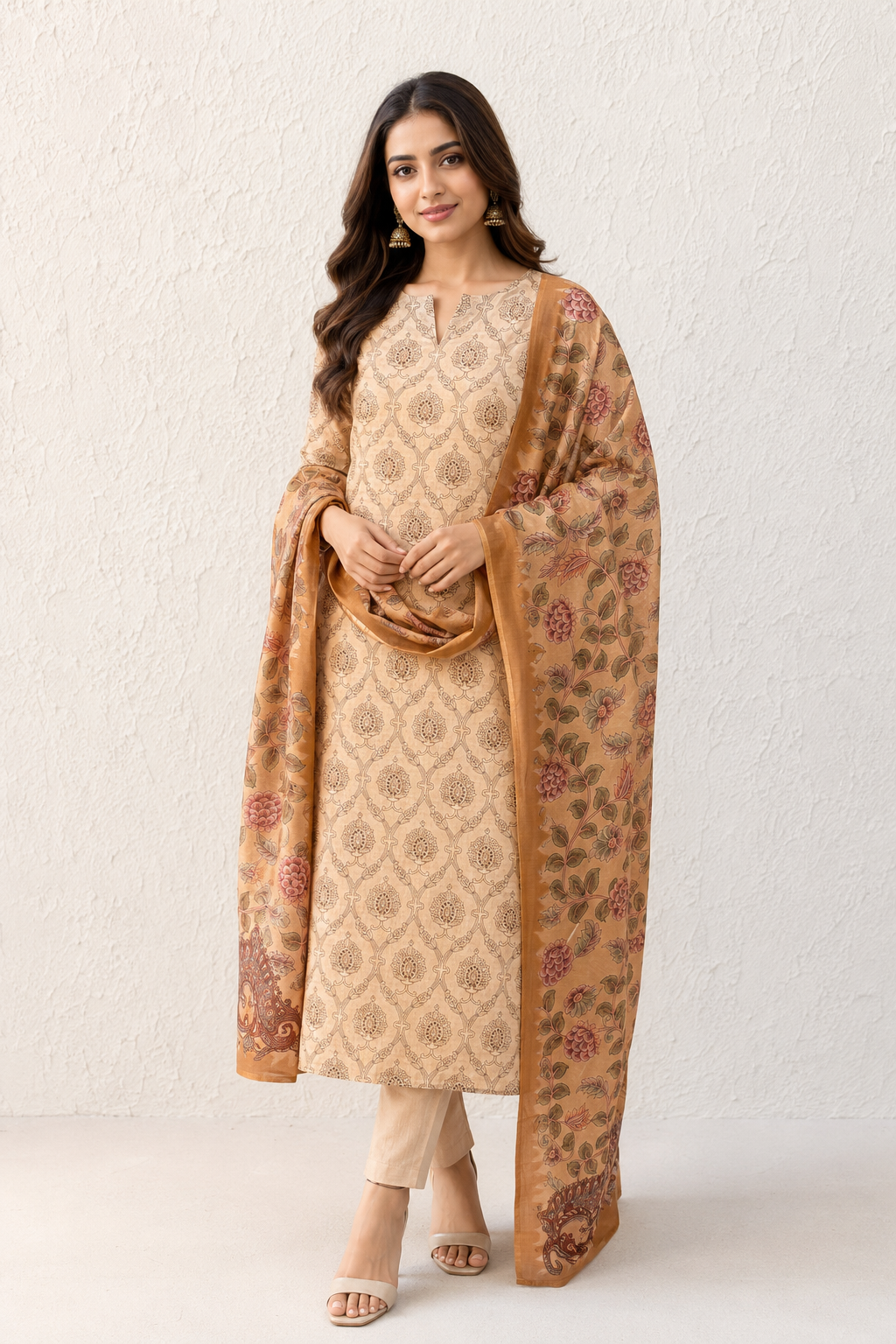 Peach Blossom Heritage Cotton Unstiched Kurta Set