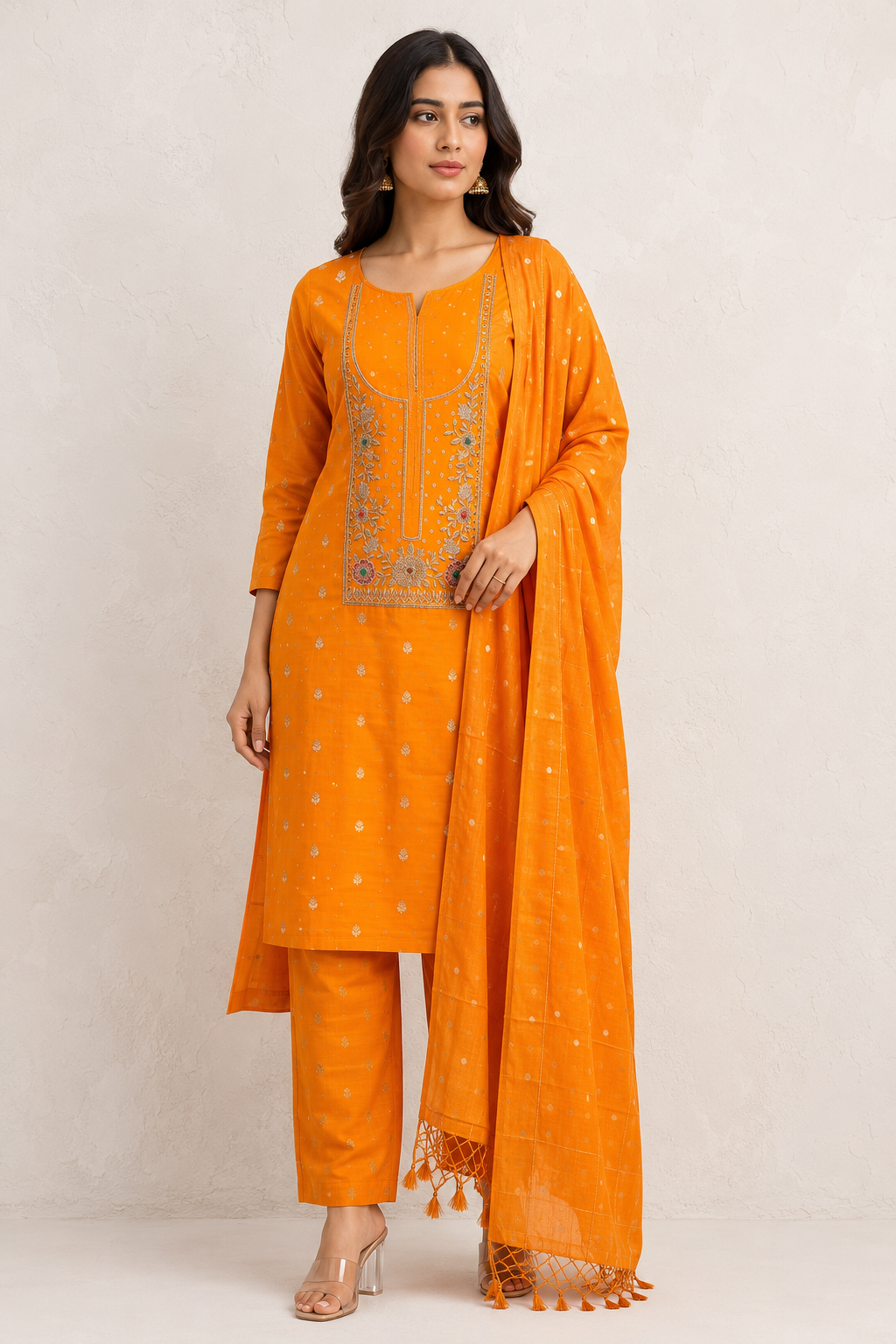 Sunlit Zari Bloom Embroidered Kurta Set