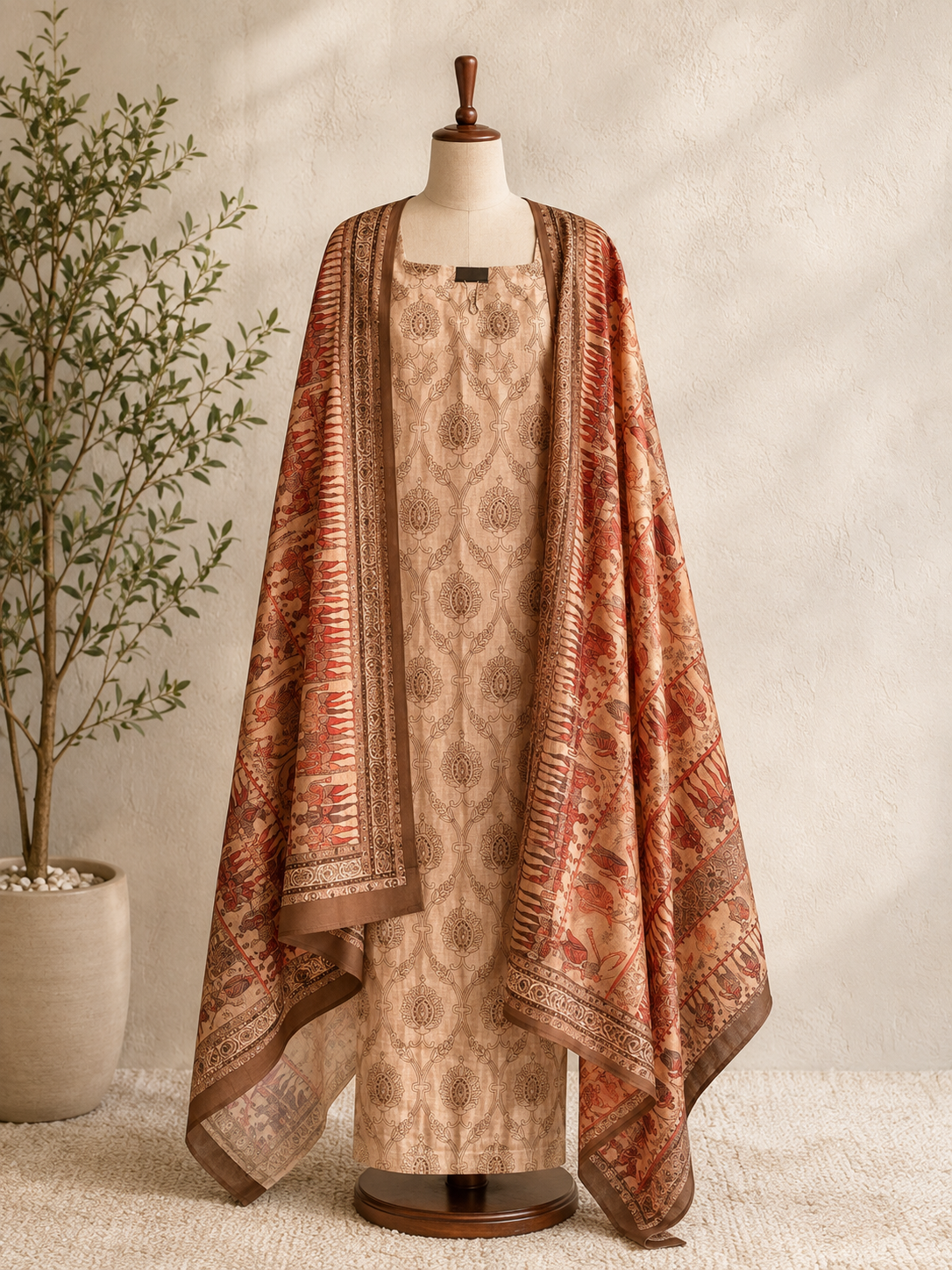 Peach Blossom Heritage Cotton Unstiched Kurta Set