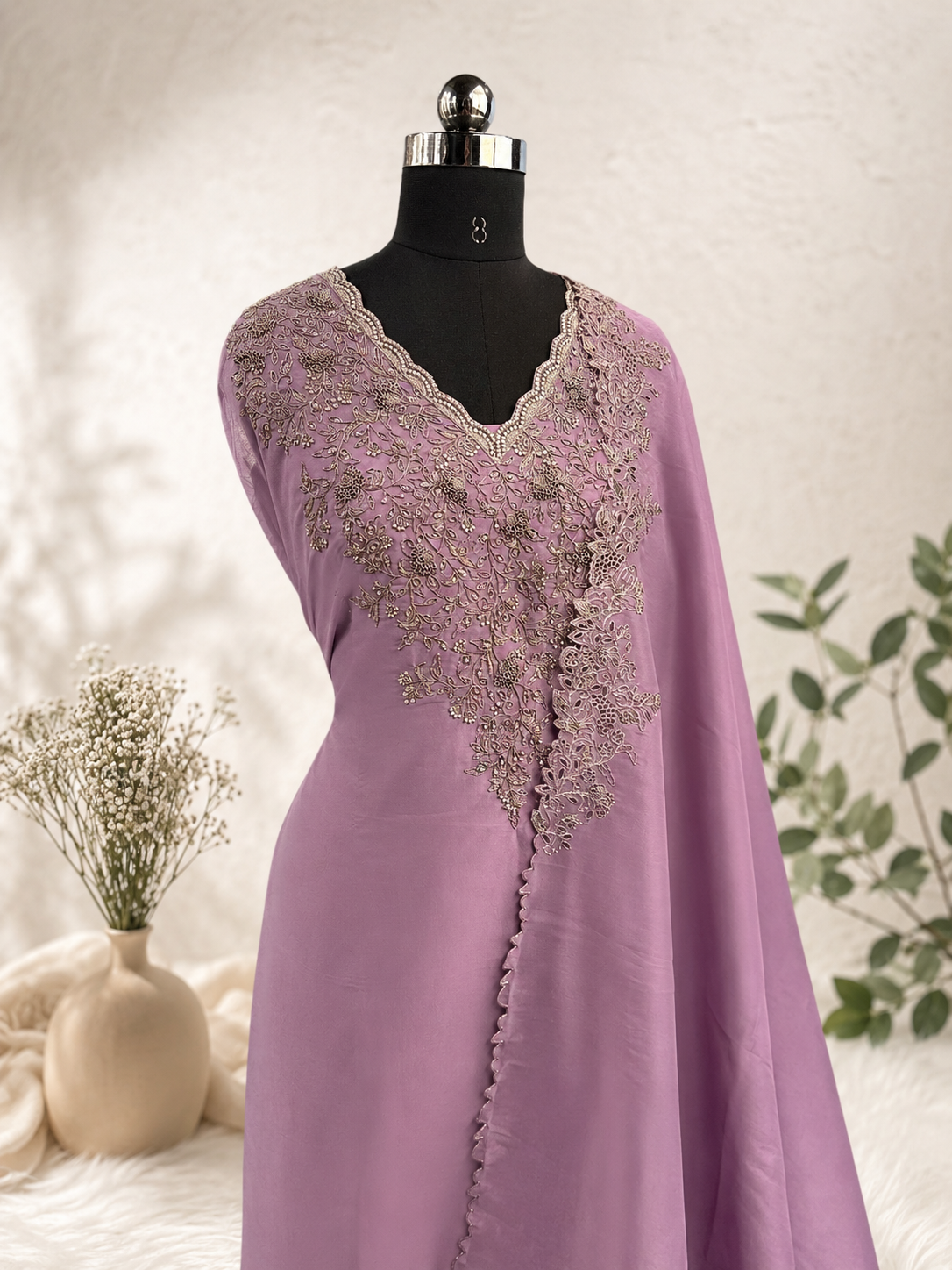 Lavender Grace Embroidered Suit Piece