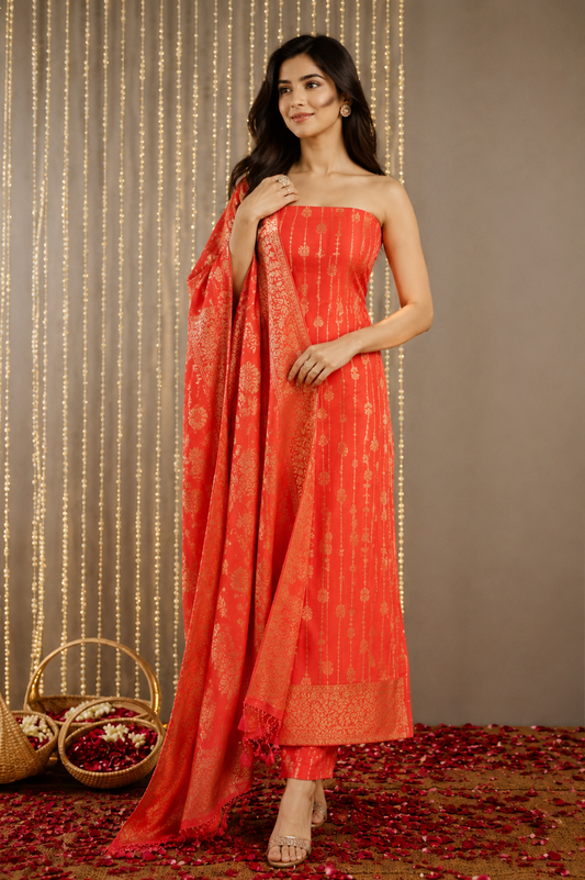 Premium Banarasi unstitched suit set