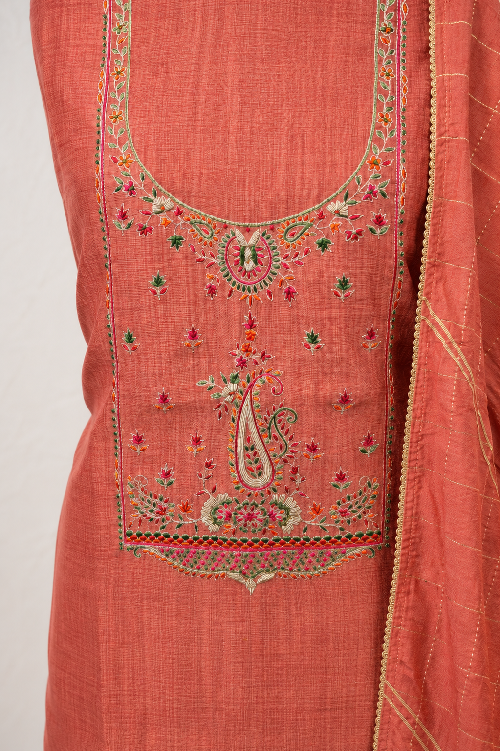 Blush Rose Embroidered Cotton Silk Unstiched Kurta Set