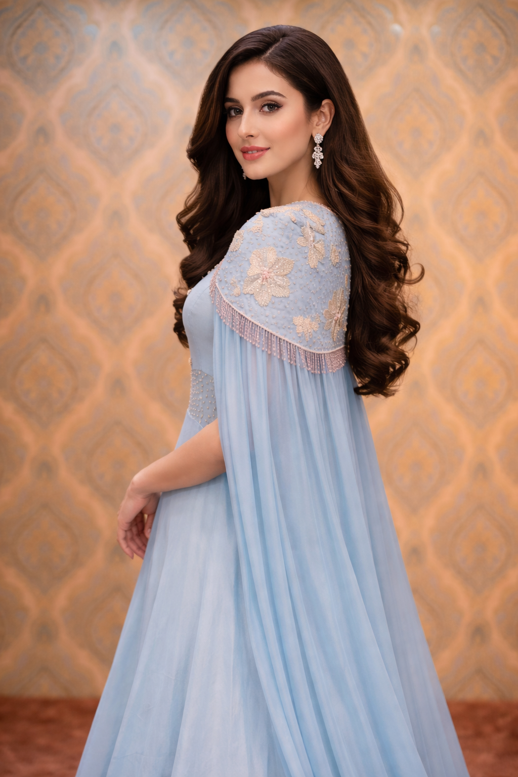 blue evening ball gown