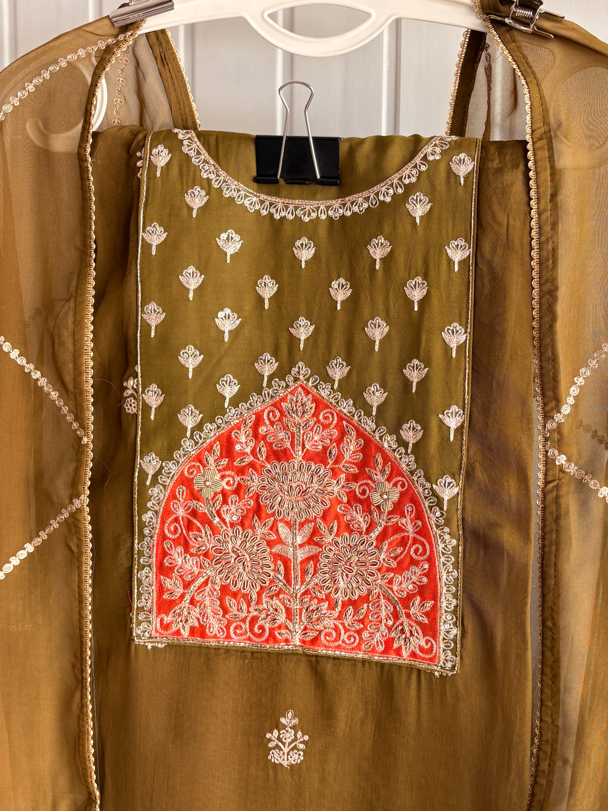 Zariya Mustard Embroidered Unstiched Kurta Set