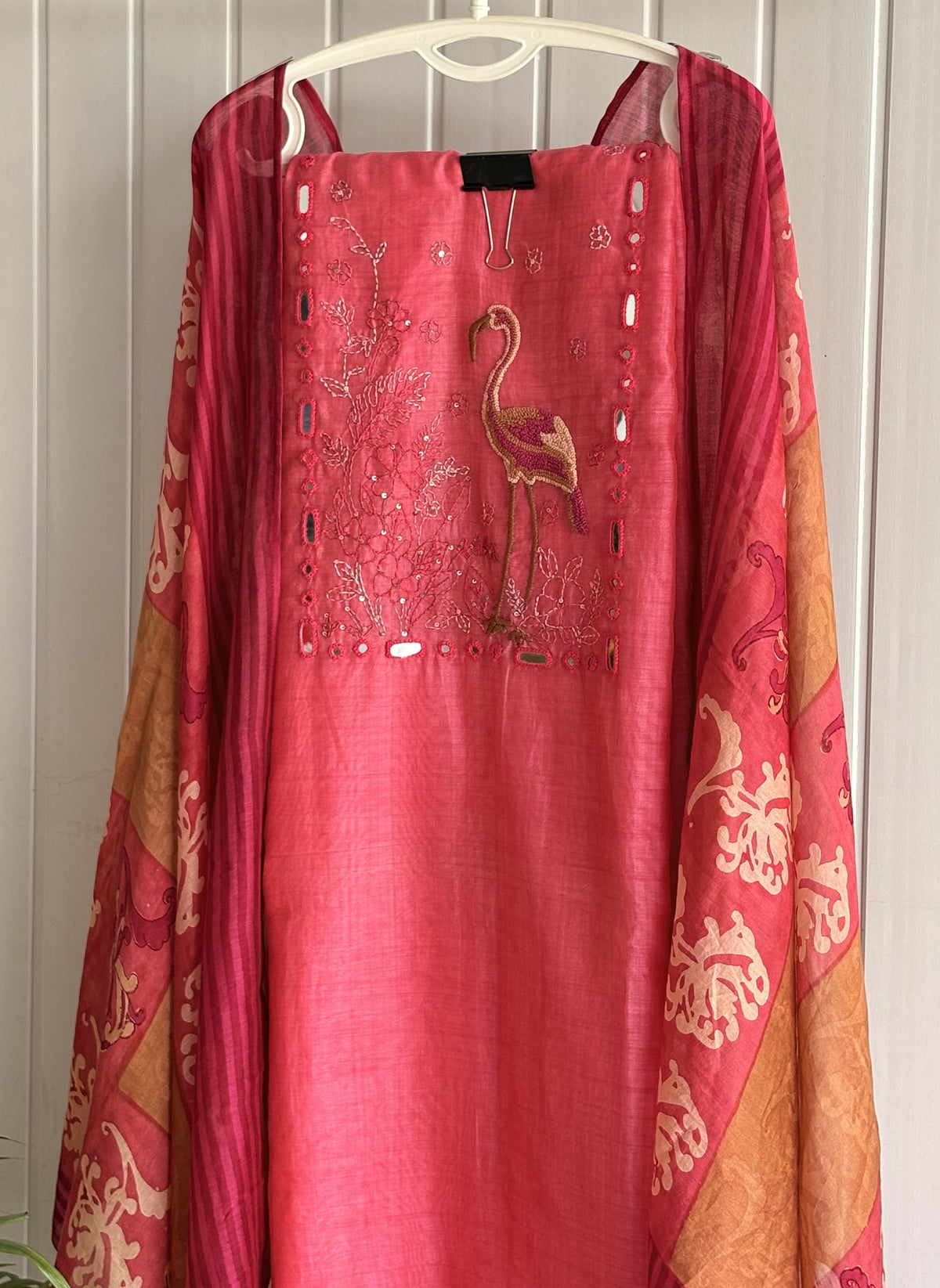 Flamingo Bloom Pink Embroidered Unstitched Suit Set