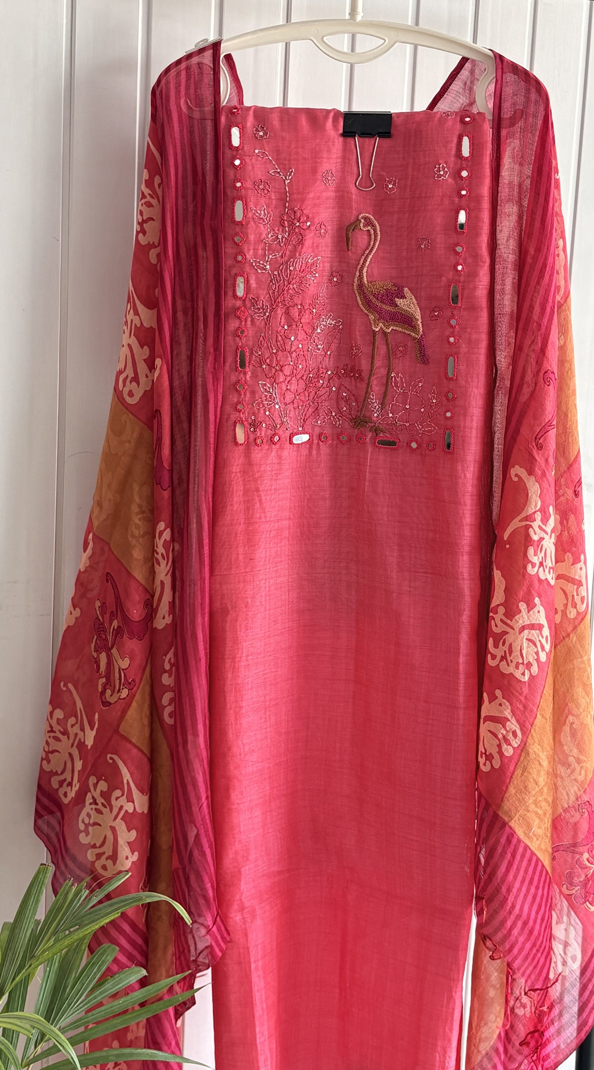 Flamingo Bloom Pink Embroidered Unstitched Suit Set