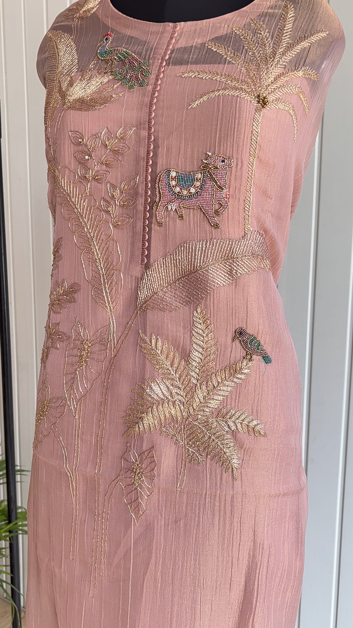 Blush Safari Luxe Embroidered Unstiched Kurti Set