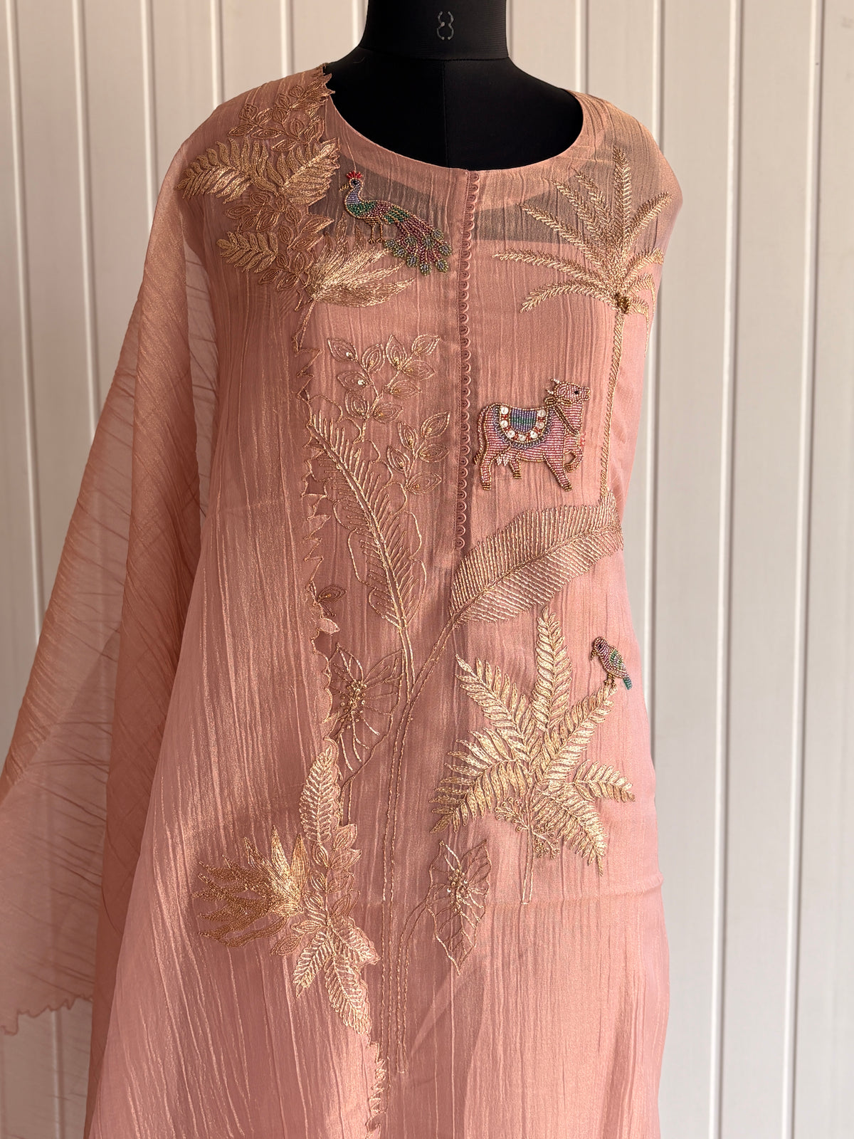 Blush Safari Luxe Embroidered Unstiched Kurti Set