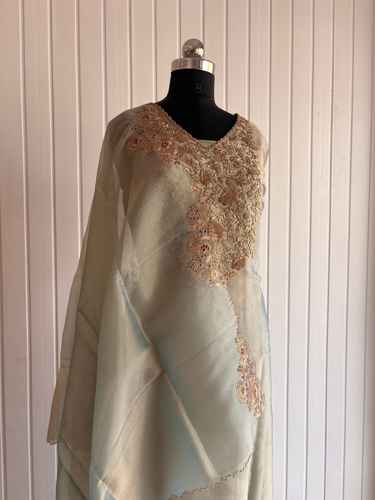 Celeste Peacock Zardozi Silk Unstiched Kurta Set