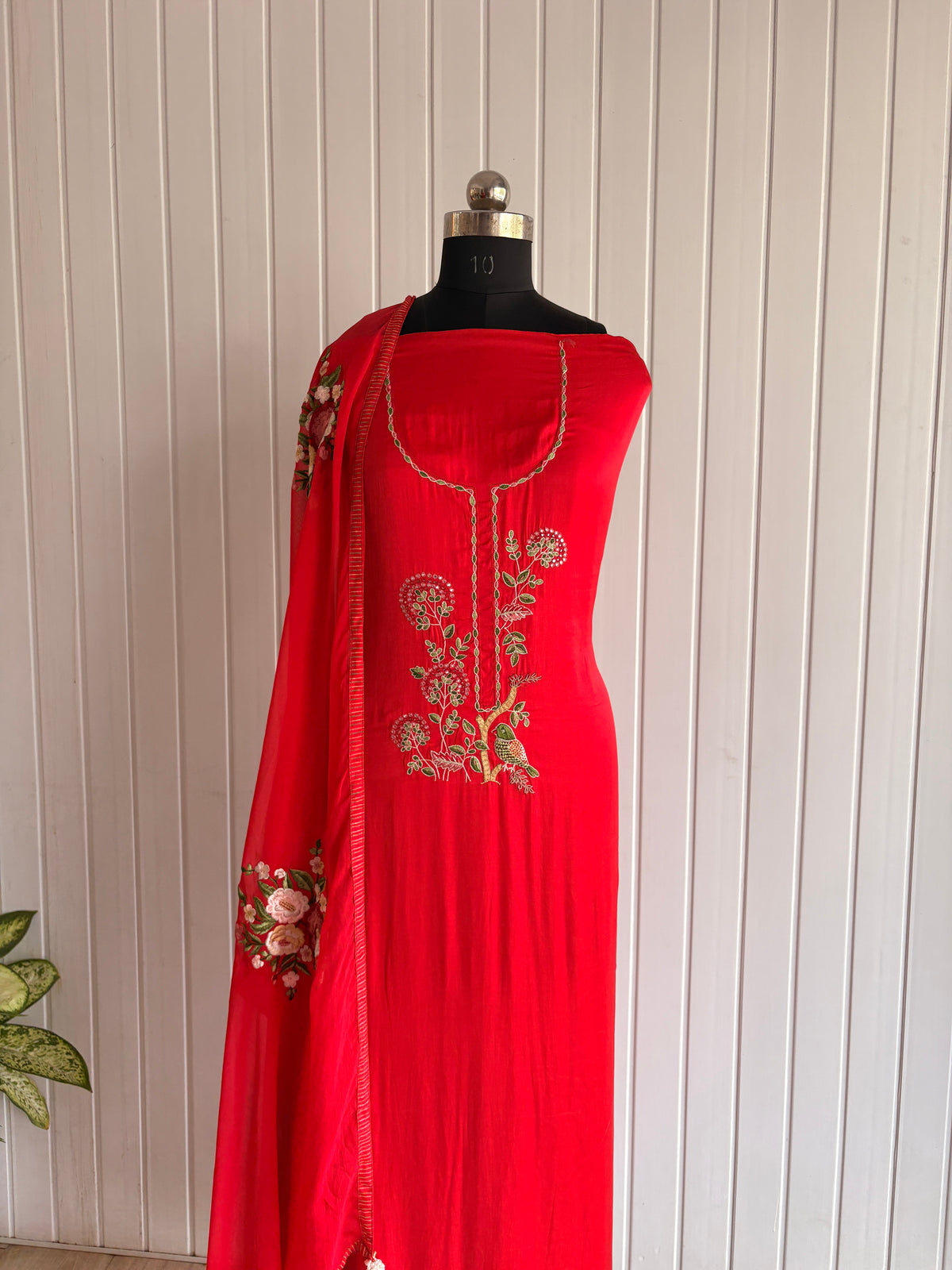 Crimson Bloom Embroidered Unstiched Kurta Set