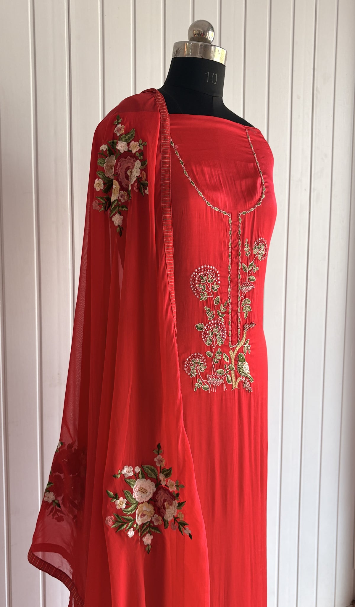 Crimson Bloom Embroidered Unstiched Kurta Set