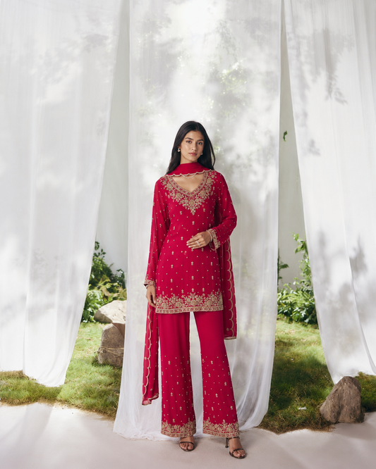 Red plazzo Set