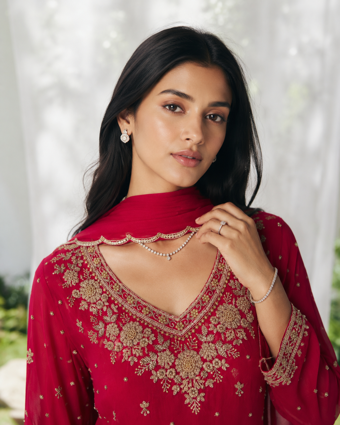 Red Sharara Set