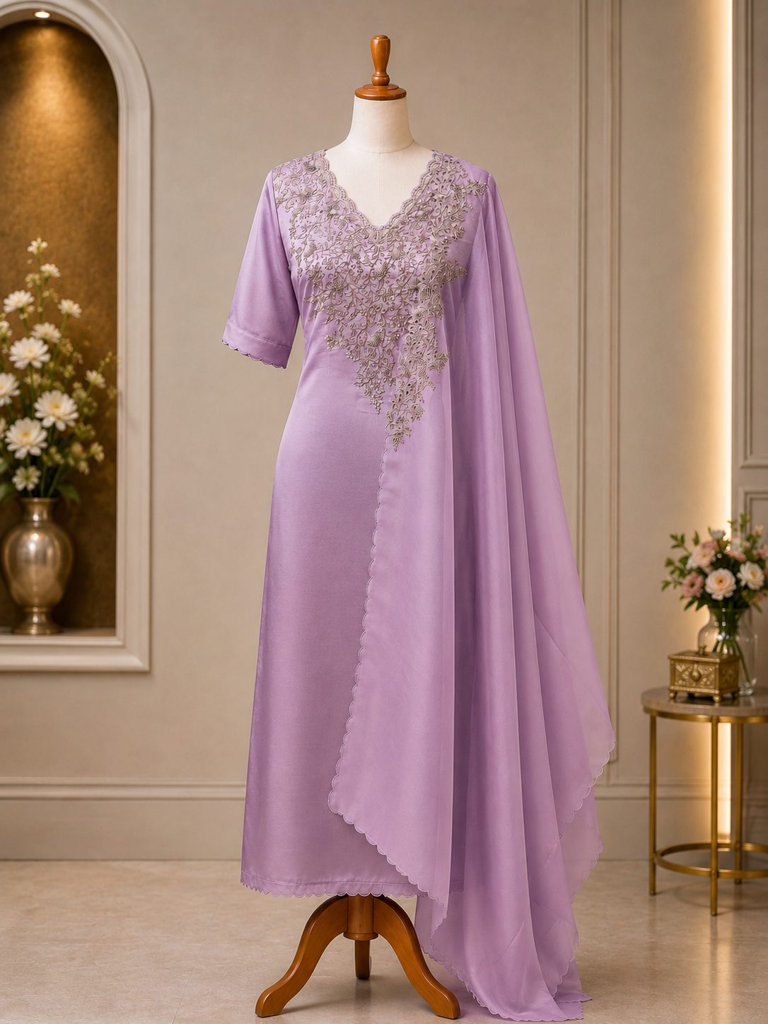 Lavender Grace Embroidered Suit Piece