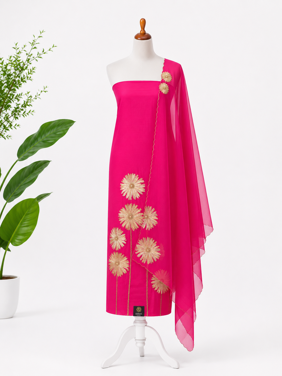 Hot Pink Embroidered Suit Piece