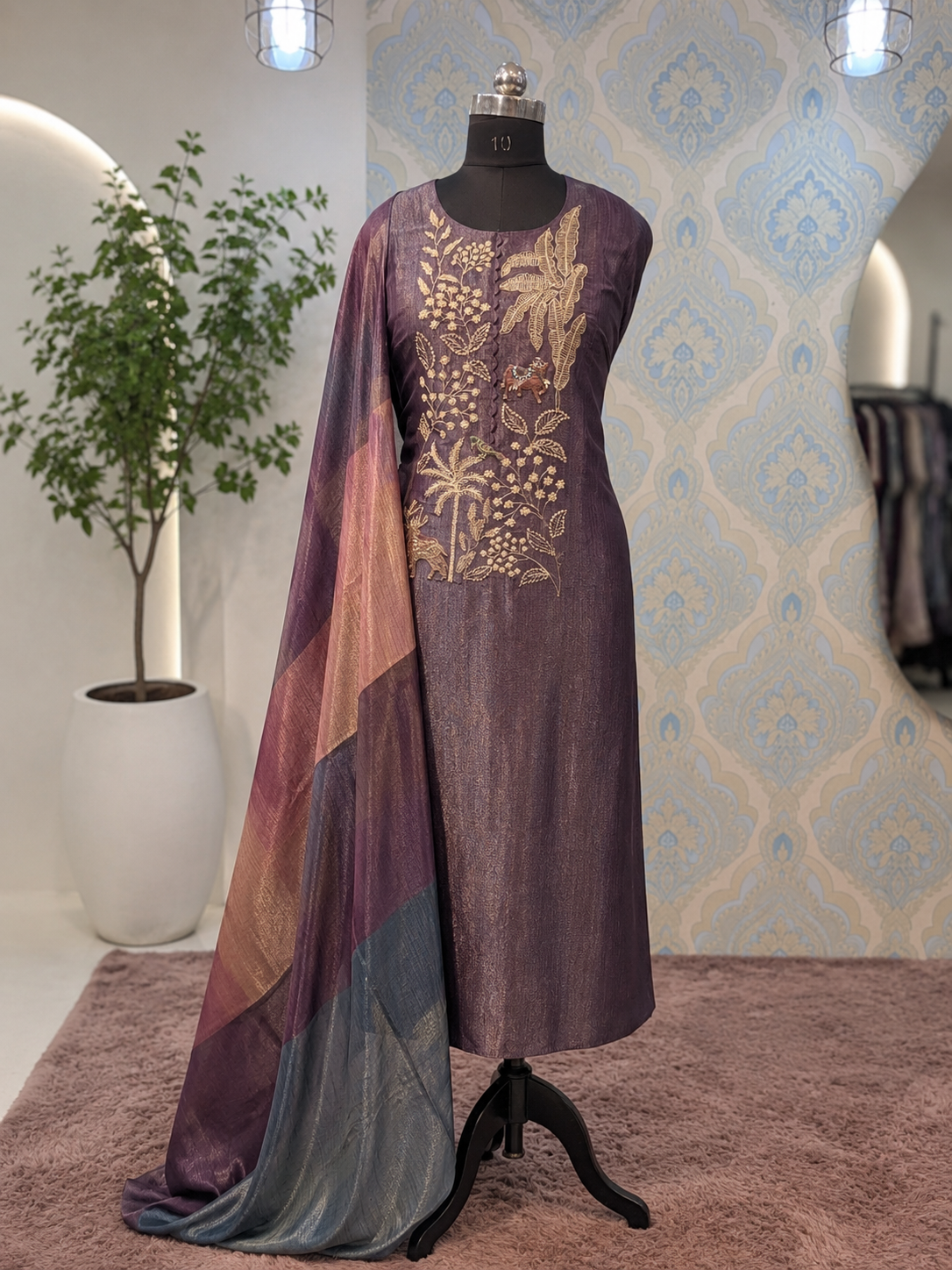 Dusty Plum Purple Straight Suit Set