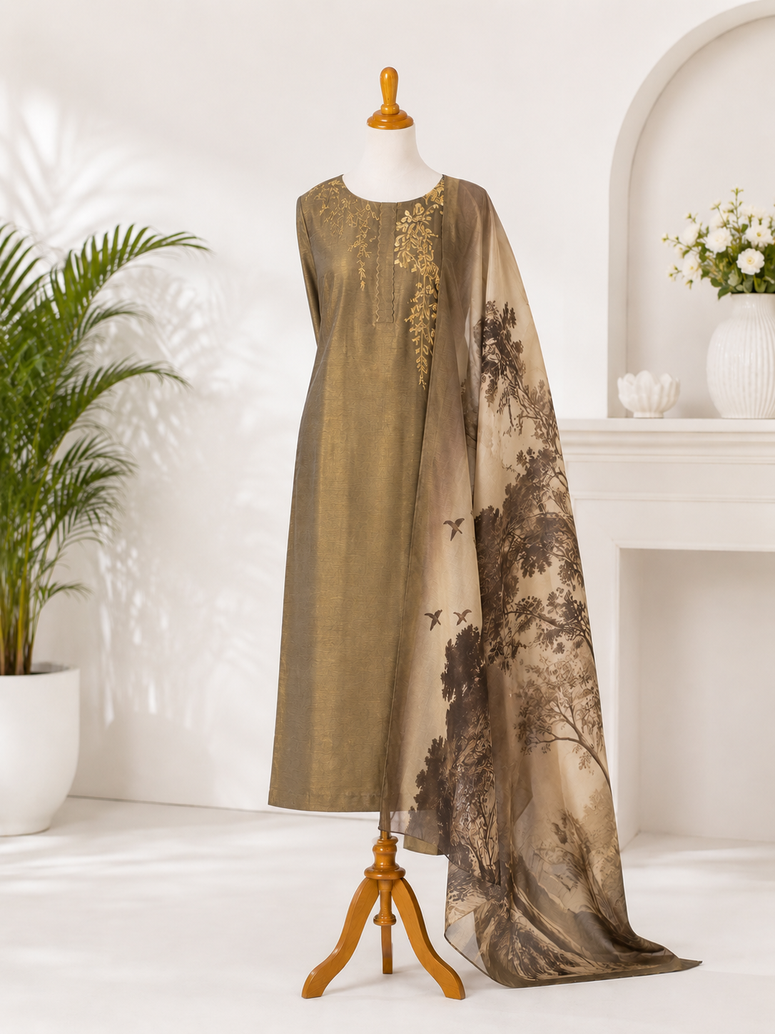 Antique Olive Brown Suit Set