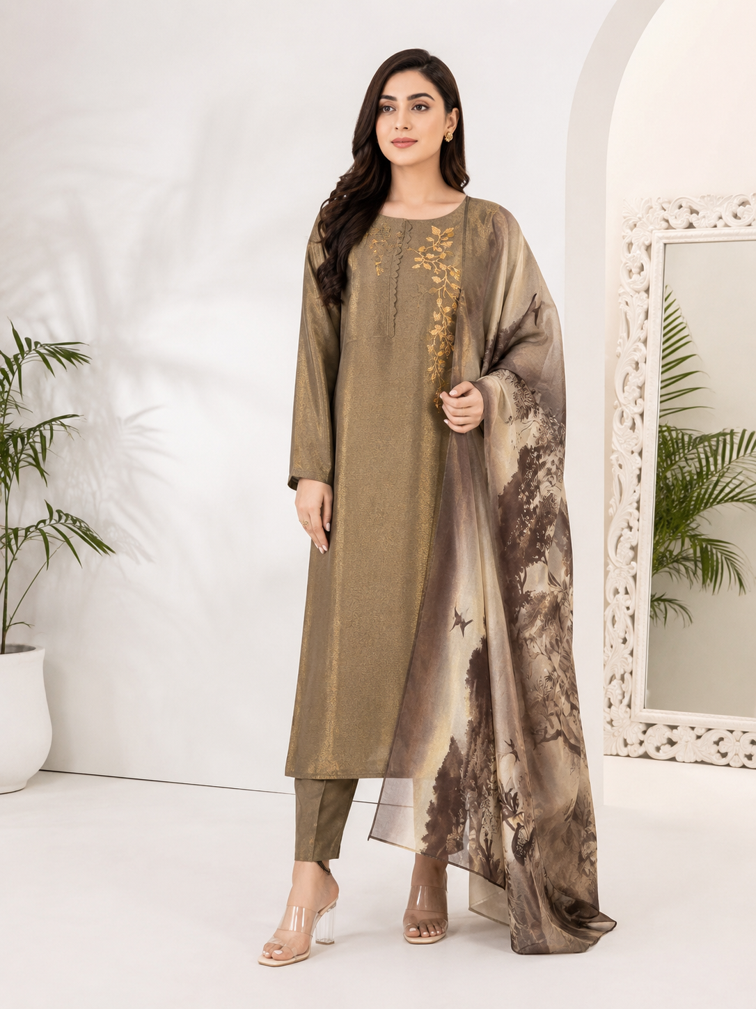 Antique Olive Brown Suit Set