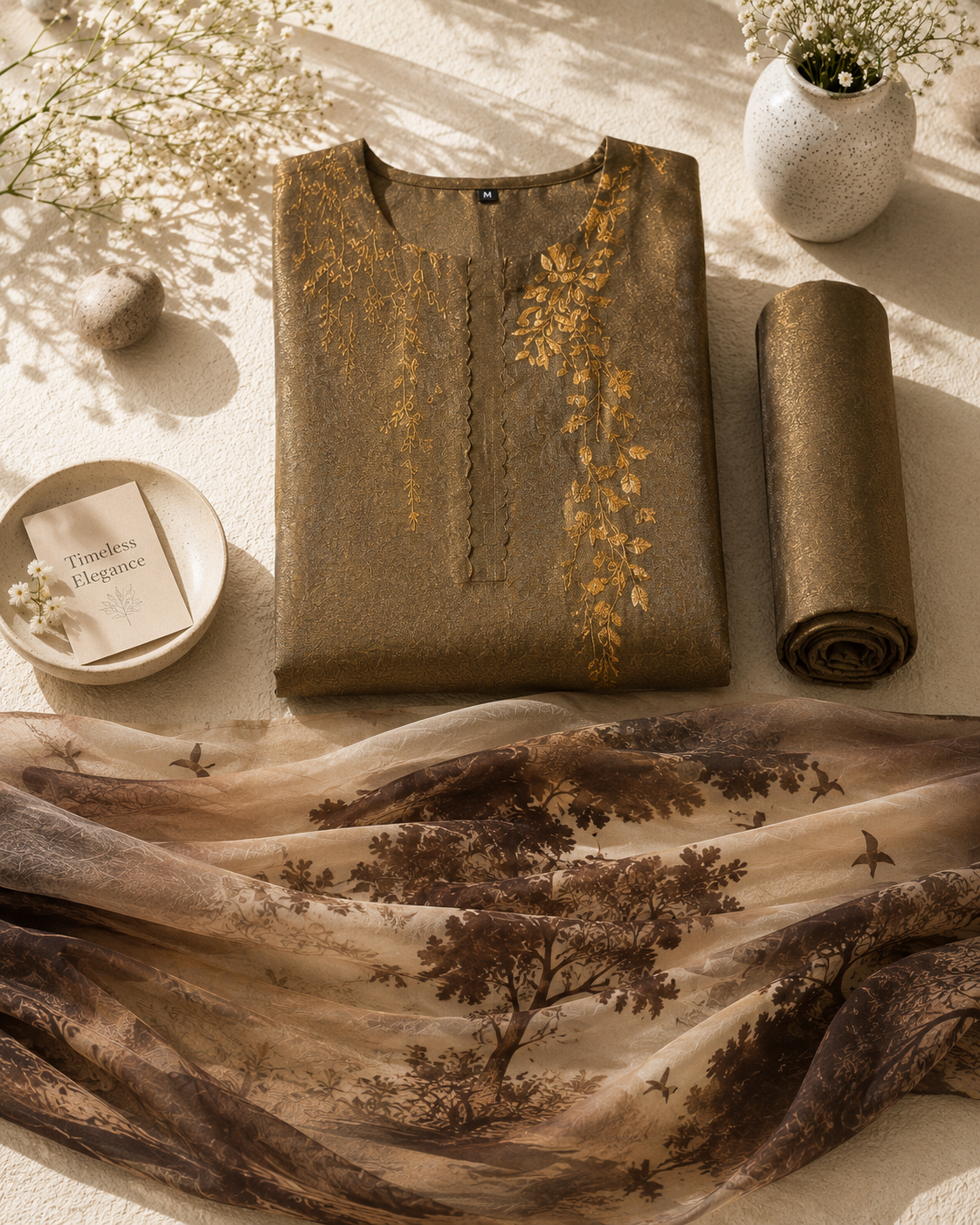 Antique Olive Brown Suit Set