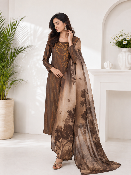 Coffee Brown Suit Set