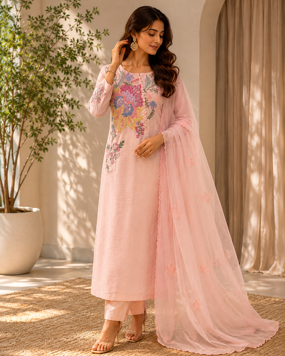 Blush Pink Straight Suit Set