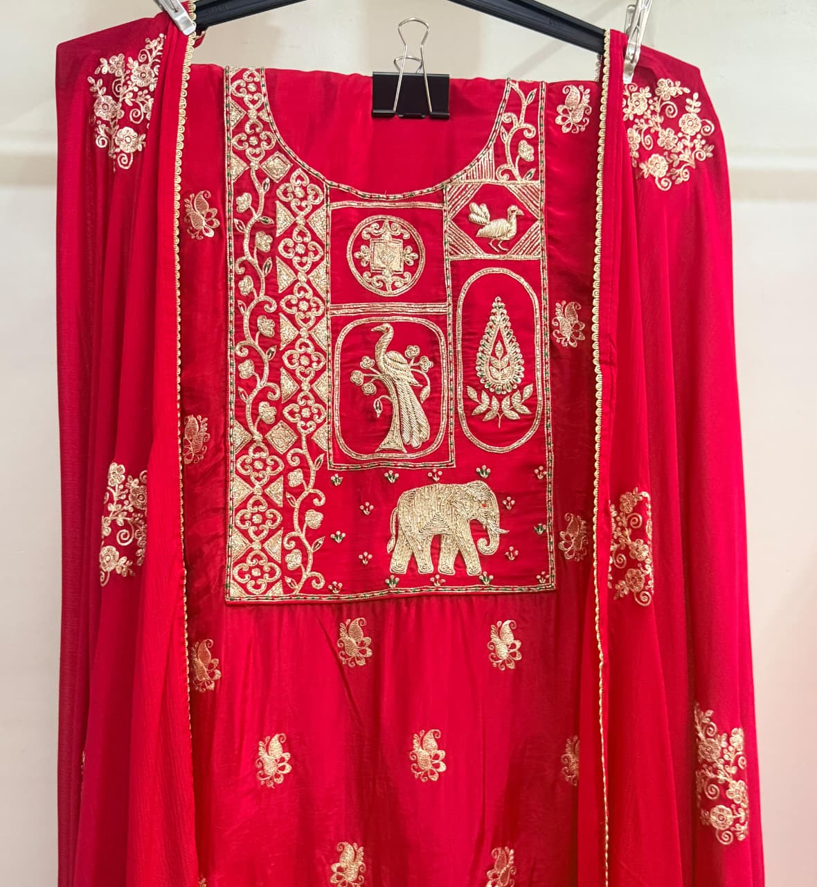 Rangmahal Heritage Red Embroidered Unstiched Kurti Set