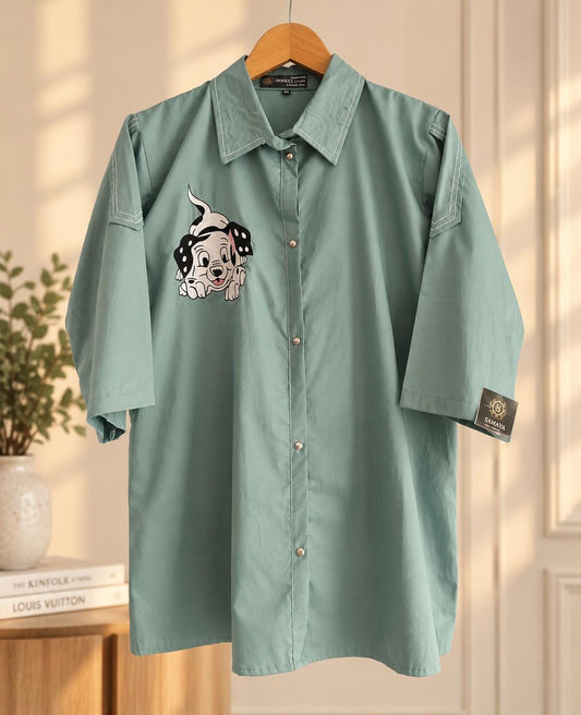 Sage Green Cartoon Dalmatian Shirt
