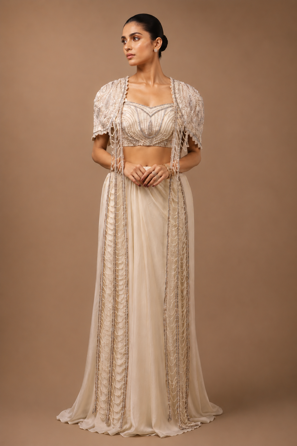 draped golden lehenga