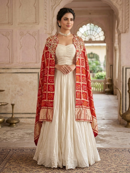 pink white lehenga