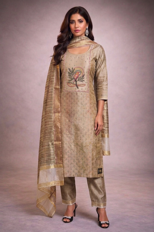 Unstitched Mul Chanderi cotton Suits