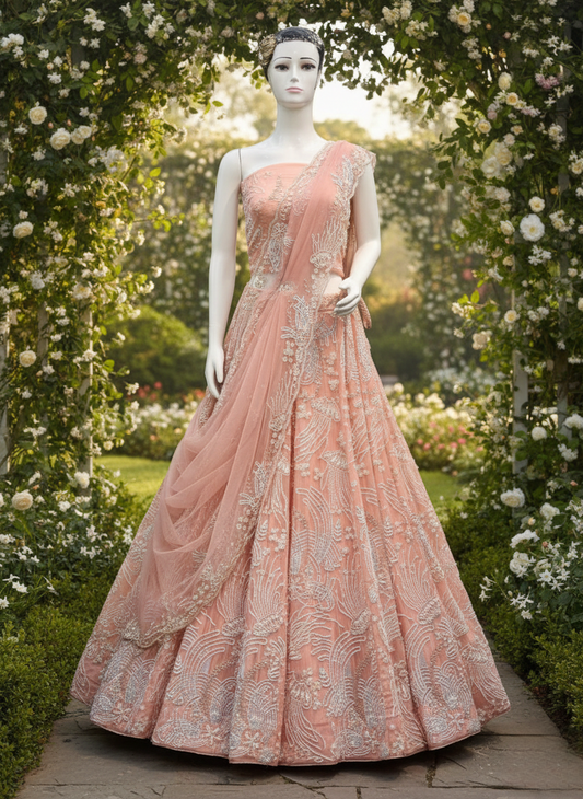 Peach lehenga