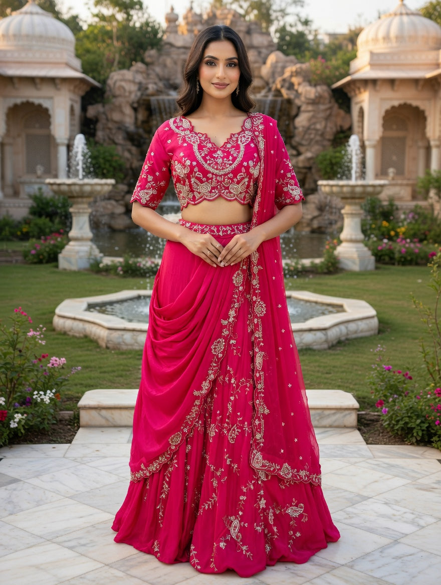 Pink Embroidery lehenga with embroidery blouse