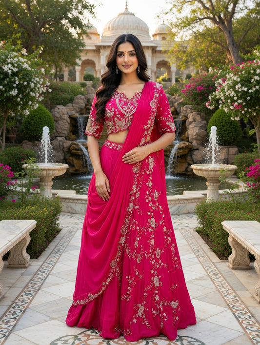 Pink Embroidery lehenga with embroidery blouse