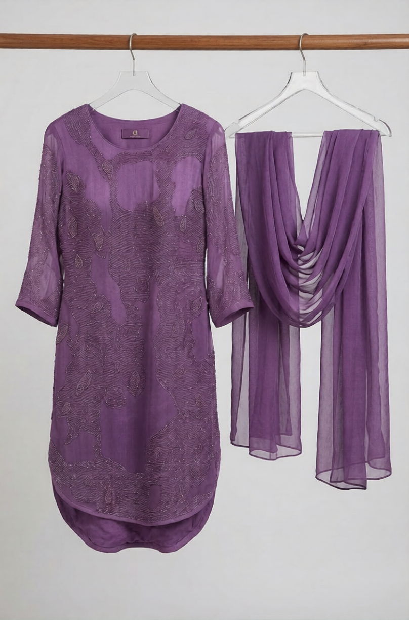 The Amethyst Embroided Kurta and Pleated Sharara Set