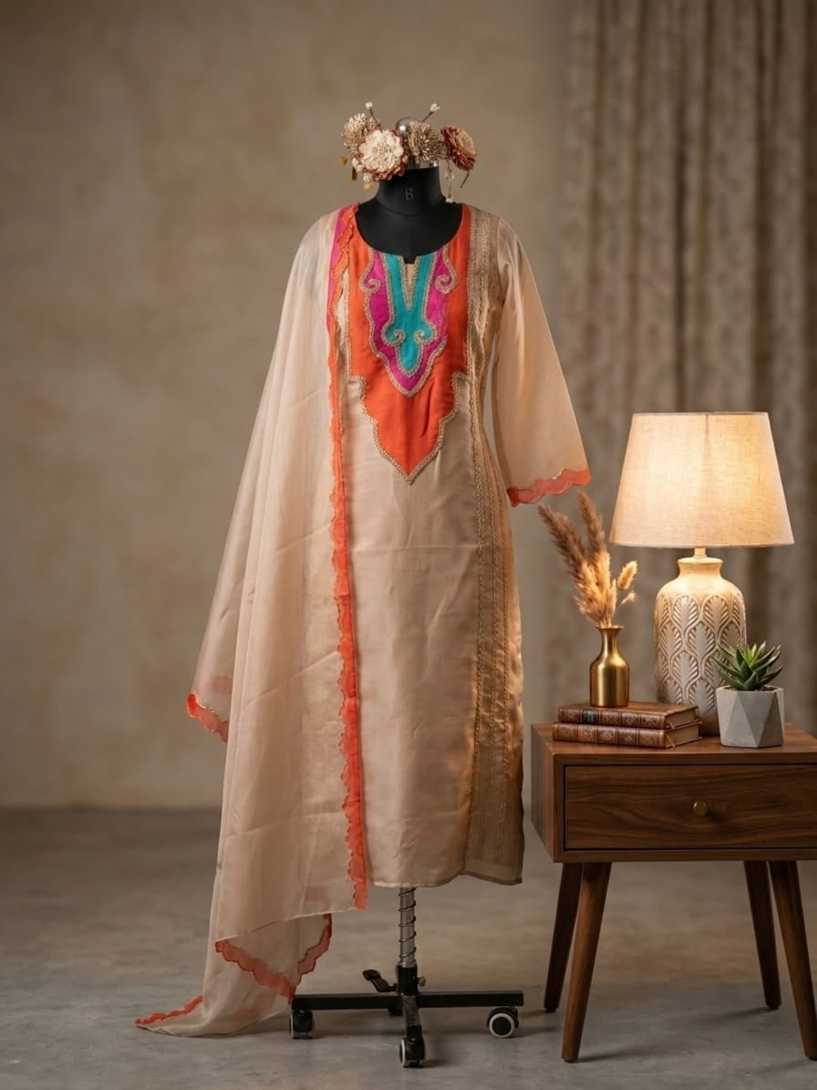 Self tissue ornganza kurti with Pure organza duppta