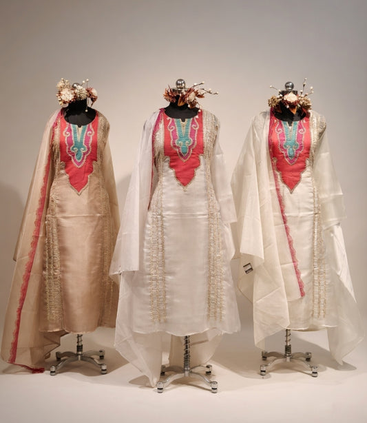 Self tissue ornganza kurti with Pure organza duppta