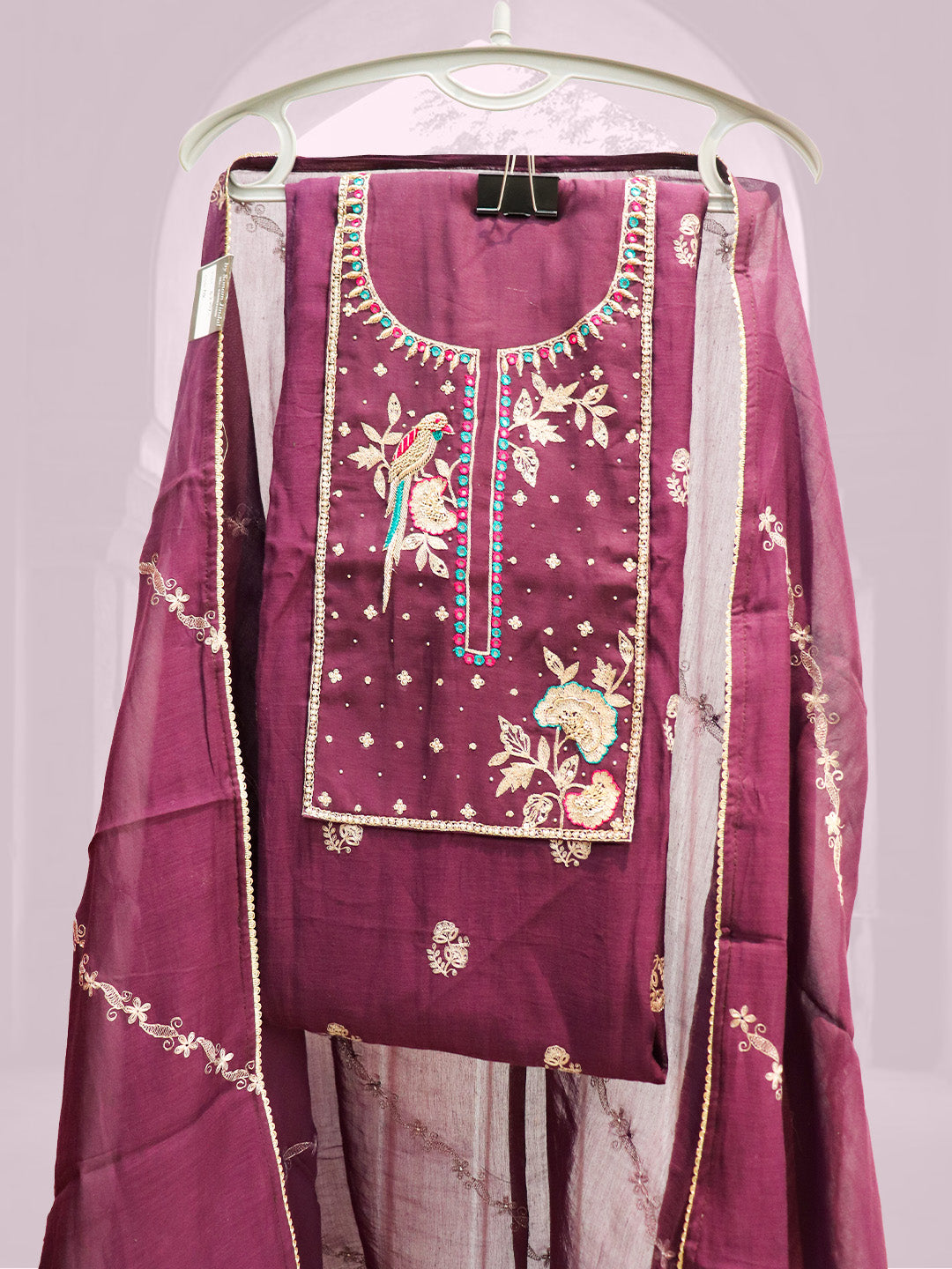Unstiched Mul and Chanderi Cotton suit