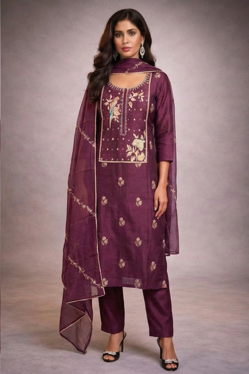 Unstiched Mul and Chanderi Cotton suit